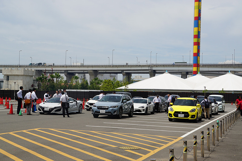 「NSX」「シビック TYPE R（MT車）」「N-BOX カスタム」「リーフ」「セレナ e-POWER」「86GR（MT車）」「LS500h」「XV」「コペン」「エクリプス クロス」「CX-8」「スイフトスポーツ（MT車）」が用意される試乗会