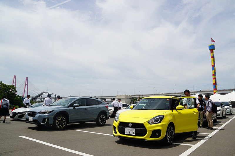 「NSX」「シビック TYPE R（MT車）」「N-BOX カスタム」「リーフ」「セレナ e-POWER」「86GR（MT車）」「LS500h」「XV」「コペン」「エクリプス クロス」「CX-8」「スイフトスポーツ（MT車）」が用意される試乗会