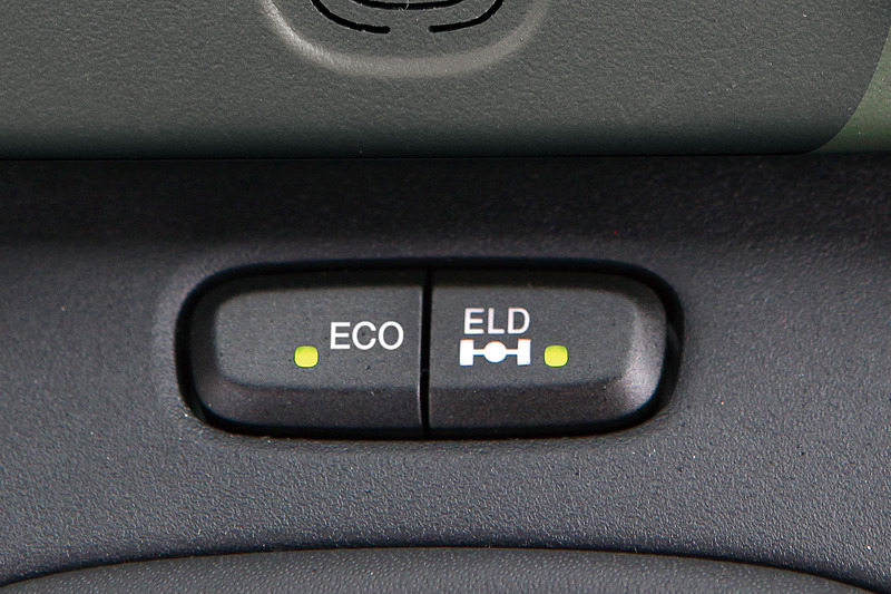 センターコンソールの「ELD」スイッチを押してON/OFFを切り替え、未舗装路や雪上などでの走破性を高める