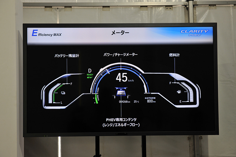 クラリティ PHEVのデジタルグラフィックメーター