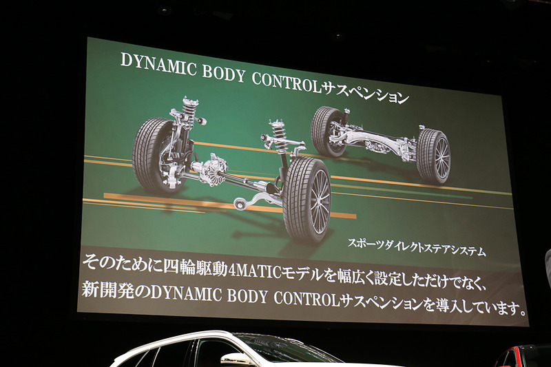 新開発の「DYNAMIC BODY CONTROLサスペンション」を一部のグレードで採用。車高を15mmローダウンさせるスポーツサスペンションを備えるほか、ダイレクトなスポーツステアリング、減衰力を連続調整するダンピングシステムなどで構成。あらゆる路面状況でダイナミックなハンドリングと快適な乗り心地を両立するという