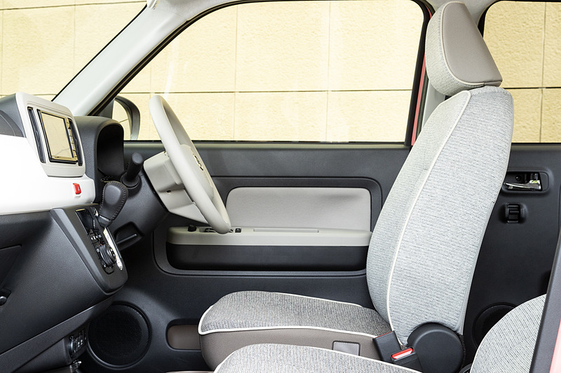 ステアリングとシートの両方を最上部にセットした状態