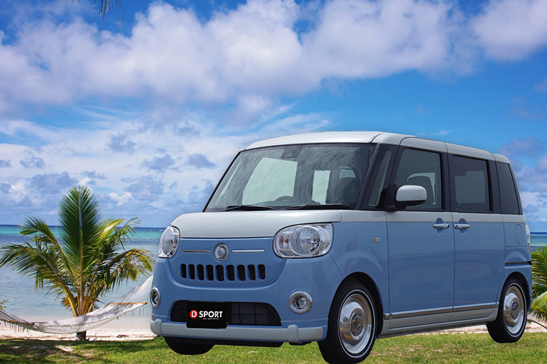 「東京オートサロン 2017」で展示されたコンセプトカー「ムーヴ キャンバス ビーチ クルージン」をベースとした外装カスタムパーツ3種類を装着した車両