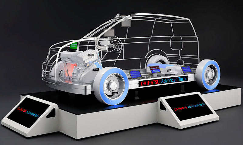 技術展示のモックアップモデル「DAIHATSU ADVANCED TECH」