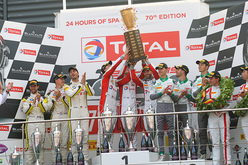 優勝した、左からトム・ブロンクビスト、クリスチャン・クログネス、フィリップ・エング（Walkenhorst Motorsport）