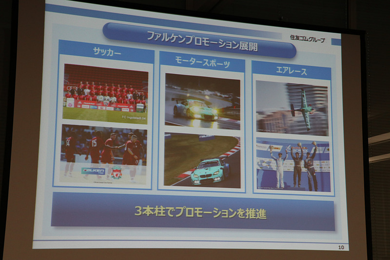 レッドブル・エアレースやニュルブルクリンク24時間レース、サッカーの「リバプールFC」をサポートするプロモーション活動でファルケンブランドの認知度をアップさせている