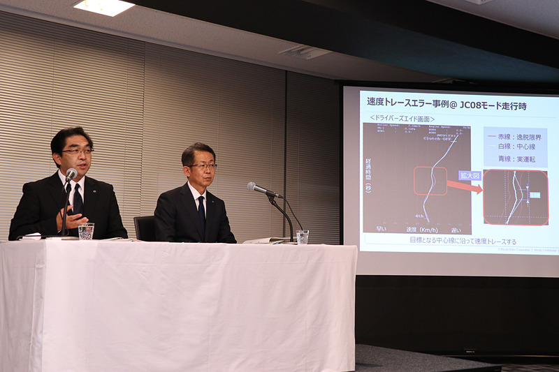 8月8日付けで国交省に調査結果報告を行なった内容について、マツダが都内で記者会見を実施