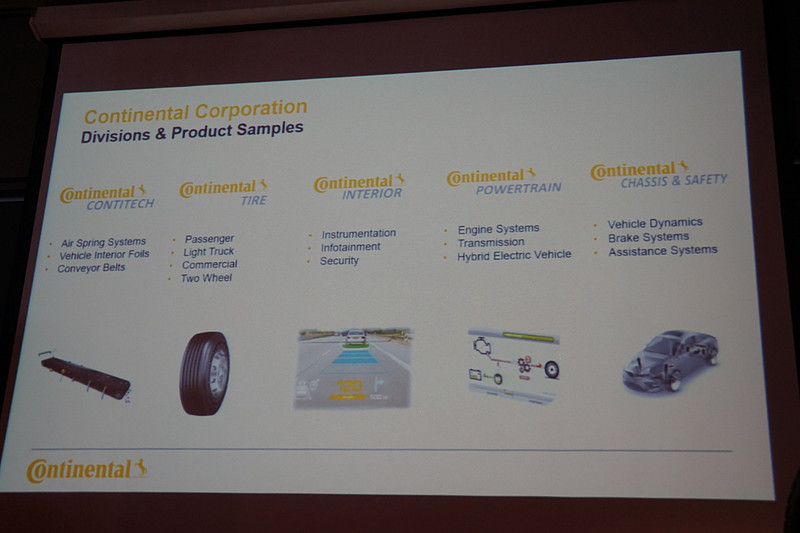 コンチネンタルの5つの事業領域「コンチテック」「タイヤ」「インテリア」「パワートレーン」「シャシー＆セーフティ」