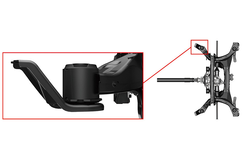 リアのサブフレームに、サスペンションから入った振動を効果的に低減するフローティング構造を採用