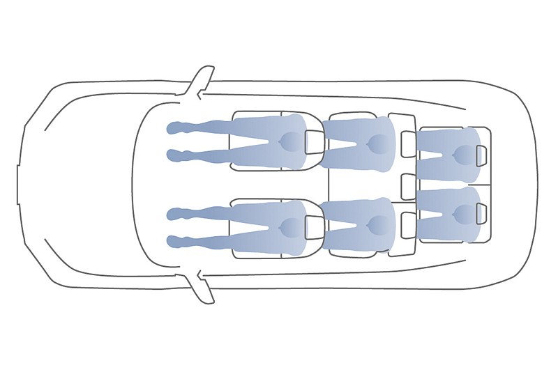 7人乗り仕様の着座イメージ（イラストは6人乗車時）
