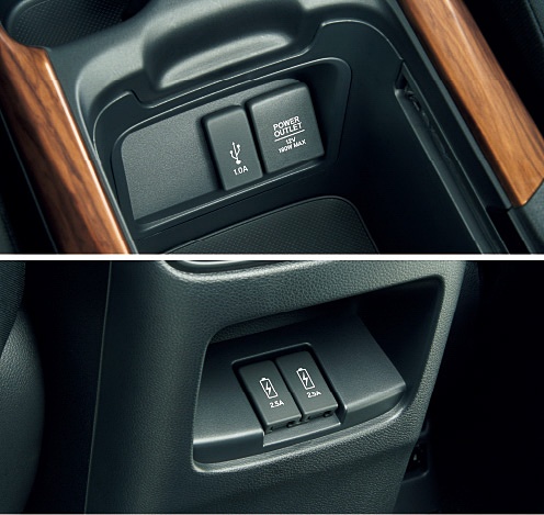 USB端子は、フロントシート向けが「ディスプレイオーディオ連動型」の1.0A、セカンドシート向けが「急速充電対応」の2.5A出力となる