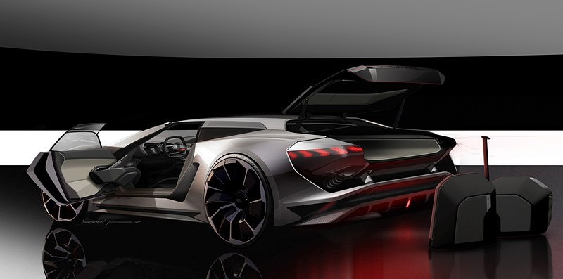 Audi PB18 e-tron コンセプトのスケッチ