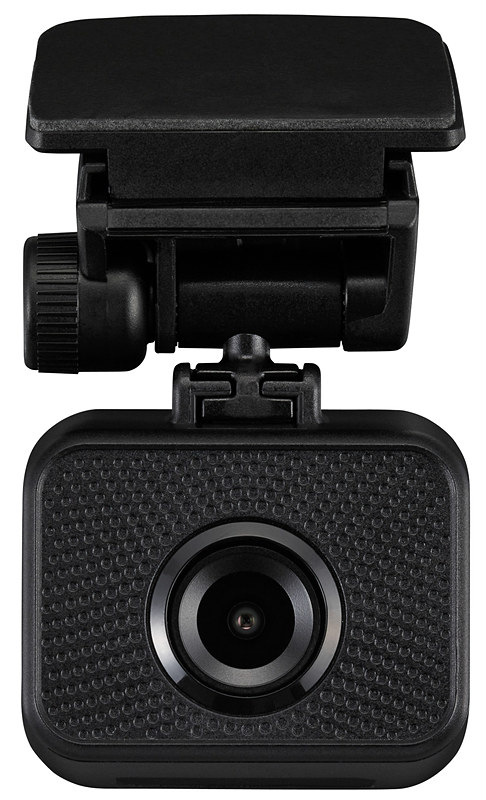 DRV-MR740で採用する後方撮影用の2ndカメラ。miniUSB端子でメインユニットと接続し、電源供給とデータ転送を1つのケーブルで行なう