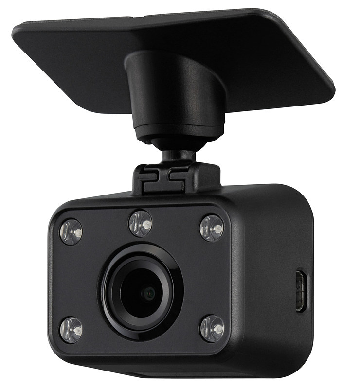 DRV-MP740で採用する車室内撮影用の2ndカメラ。カメラの周囲に5つの赤外線LEDを設置する