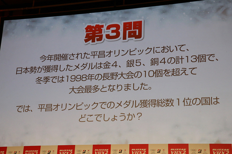 第3問は「2018年の平昌オリンピックでメダル獲得総数1位になった国は？」