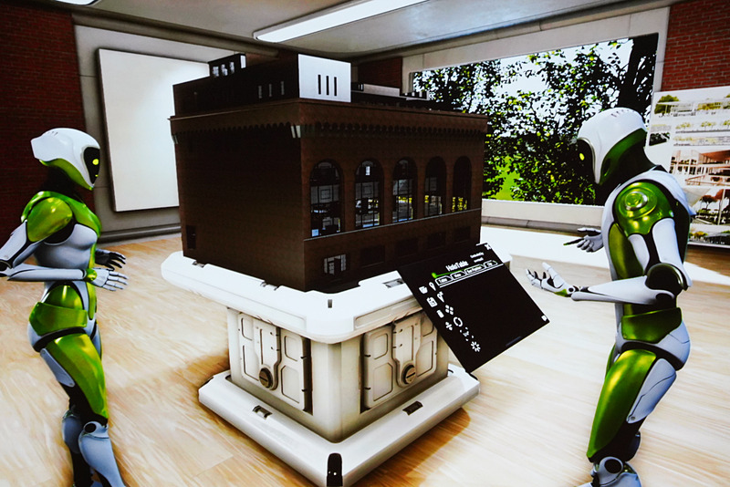 ホロテーブルという建築の模型が置かれている