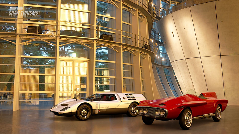 9月アップデートで追加された「マツダ RX500 '70」(左)と「プリマス XNR ギア Roadster '60」(右)