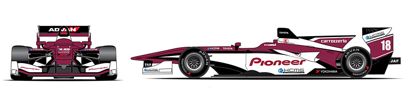 「全日本スーパーフォーミュラ選手権」最終戦限定の「carrozzeria Team KCMG」レース車両デザインイメージ