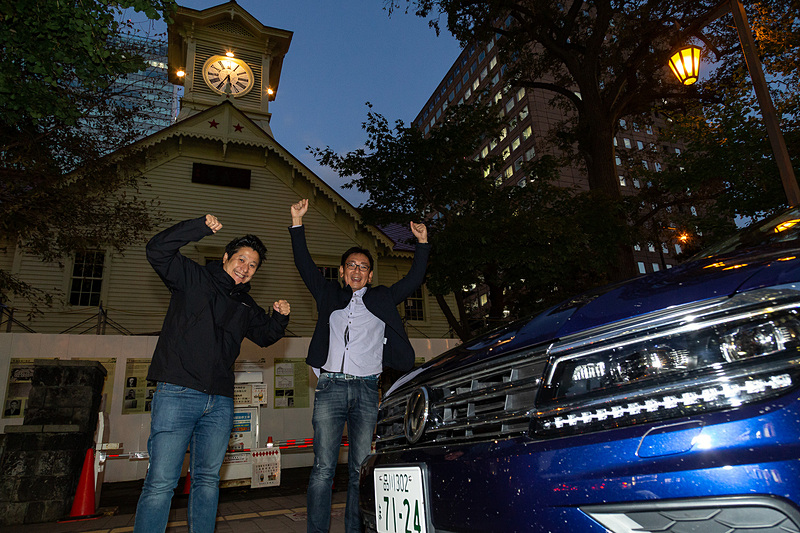 札幌時計台に無事到着！ 意外に元気そうなのはティグアンの作りのよさと北海道の美食があったから。ロングドライブを重視する欧州車の実力、そして北海道が食の宝庫であることを再認識した今回の旅でした