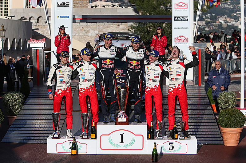 2018年のWRC 第1戦ラリー・モンテカルロ表彰台