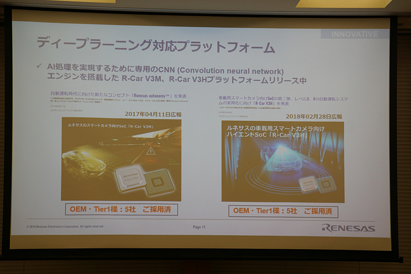 自動運転への取り組みを示すスライド