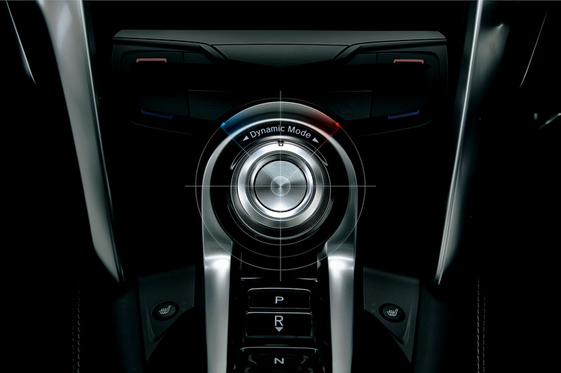 「QUIET」「SPORT」「SPORT＋」「TRACK」の4モードを設定する「インテグレーテッド・ダイナミクス・システム」のスイッチ