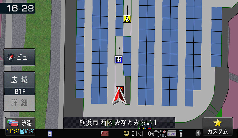 地下駐車場でも完璧な精度。駐車場マップがあるのも嬉しい