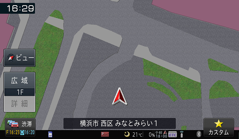 地下駐車場でも完璧な精度。駐車場マップがあるのも嬉しい