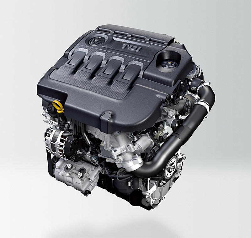 最高出力140kW（190PS）/3500-4000rpm、最大トルク400Nm（40.8kgfm）/1900-3300rpmを発生する直列4気筒DOHC 2.0リッターターボディーゼルエンジンと6速DSGを組み合わせる