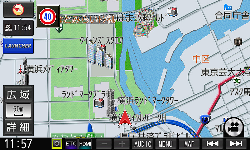 マップチューンから切り替え可能なバリエーション。左から「道路メイン」「ポップ」「ハイコントラスト」表示