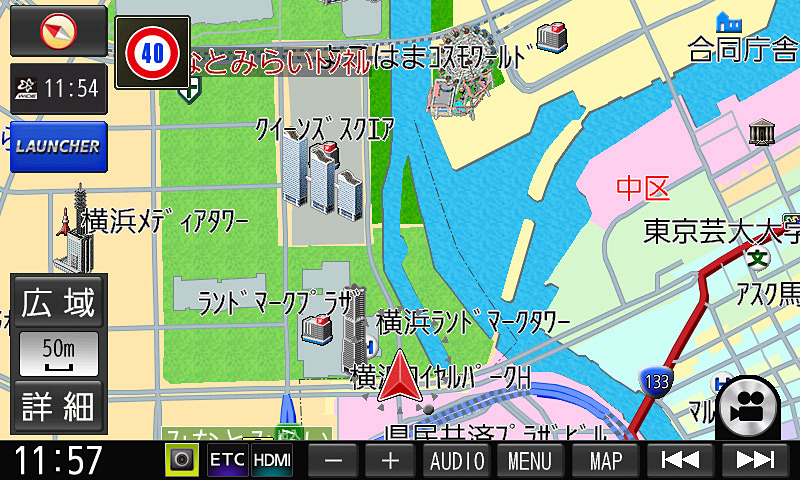 マップチューンから切り替え可能なバリエーション。左から「道路メイン」「ポップ」「ハイコントラスト」表示