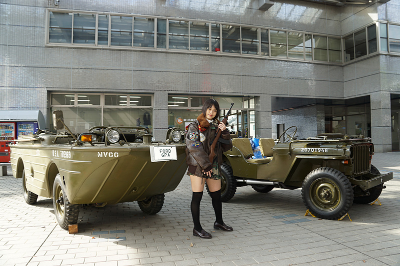 一般社団法人日本ミリタリーヴィークル協会の協力により「M561 ガマゴート」「フォード GPA 水陸両用車」などの5台の軍用車両が展示された