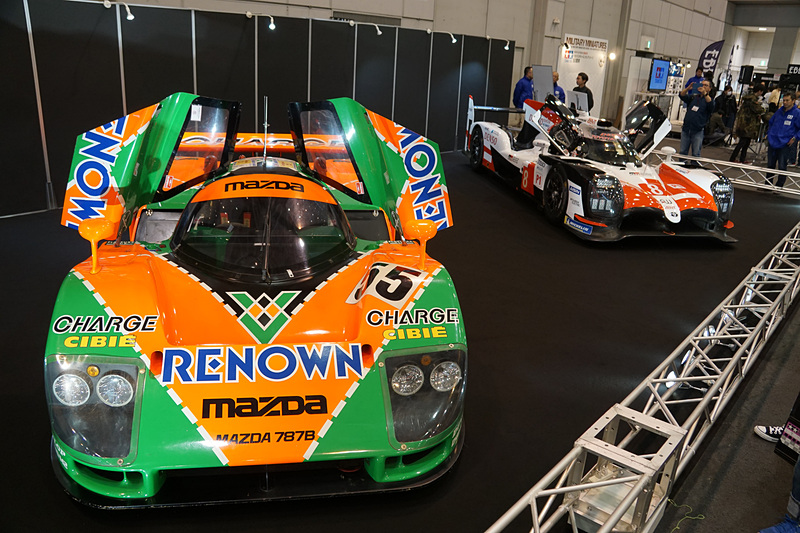 ル・マン優勝車としてTOYOTA GAZOO Racing「TS050 HYBRID」とマツダ「787B」（レプリカ）の展示
