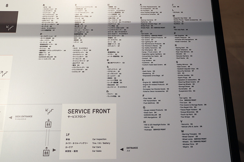 2階の案内図。地図のようにX軸に数字を、Y軸に英字をそれぞれふって、アイテムがどこにあるのか探せるようになっている
