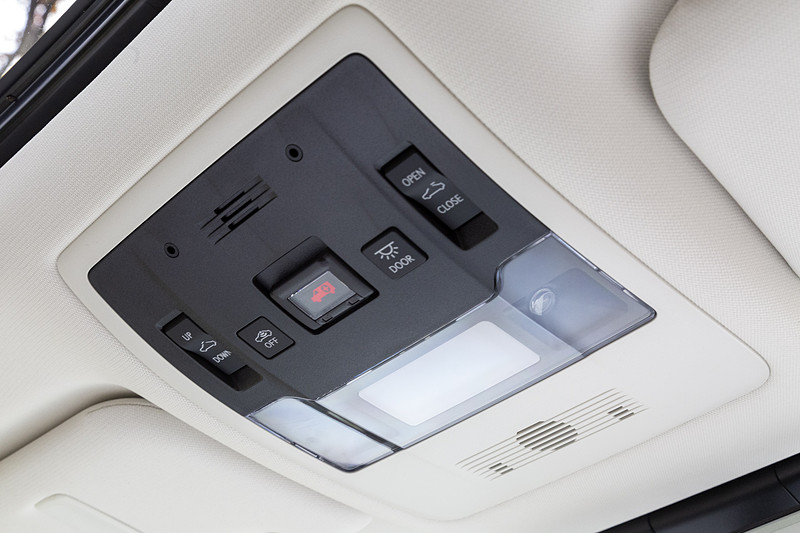 オーバーヘッドコンソールにはマップランプなどのほかヘルプネット用のスイッチも