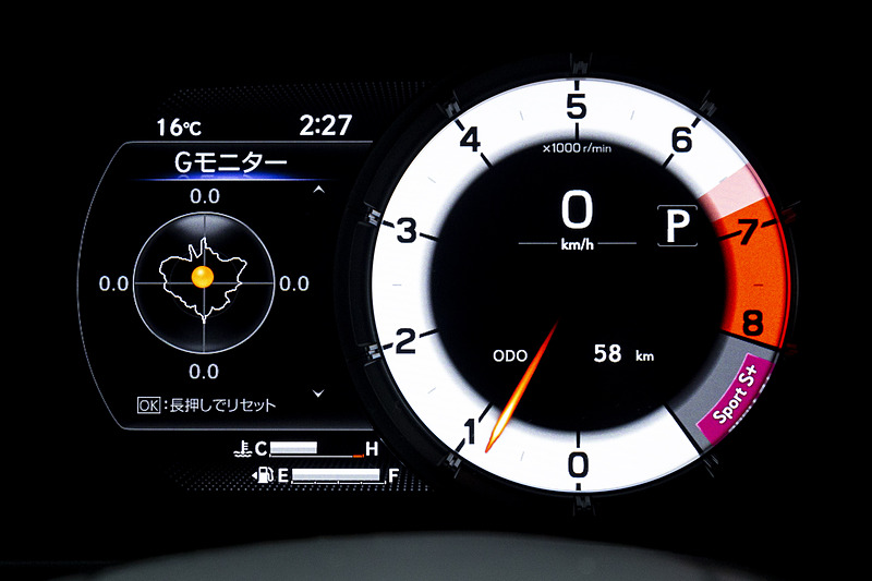 Sport S＋モード時の表示