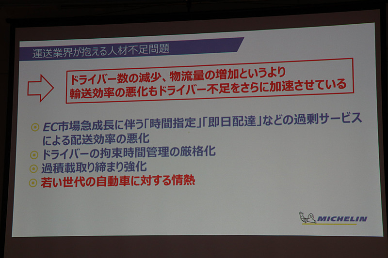 輸送効率の低下がドライバー不足に拍車をかける状態