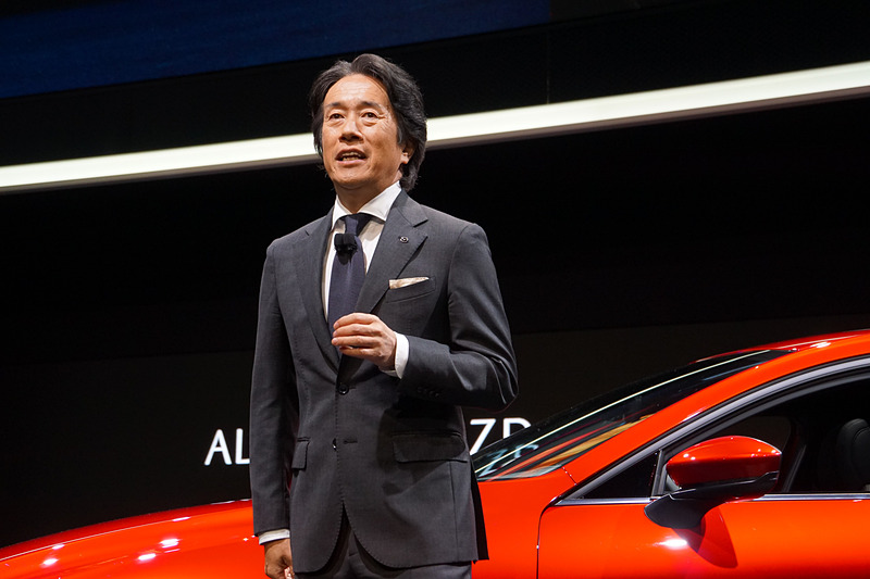 人馬一体をはじめとする新型Mazda3に込められた想いを説明したマツダ株式会社 専務執行役員 マツダ ノース アメリカン オペレーションズ 社長兼CEO 毛籠勝弘氏