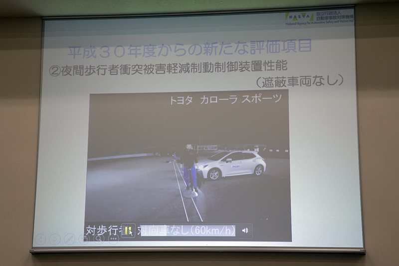 2018年度から追加された評価項目の2つ目は夜間歩行者衝突被害軽減制動制御装置性能