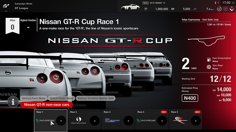 「GTリーグ」では、ビギナーリーグ「Nissan GT-Rカップ」など既存の4イベントに、計7ラウンドを新たに追加