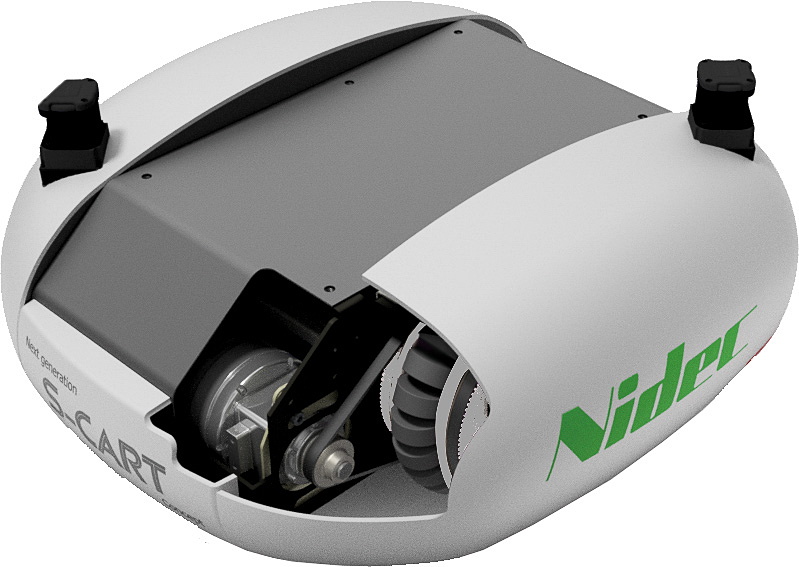 日本電産シンポと共同して取り組み、2019年初頭の実用化を予定する無人搬送台車「S-CART（エスカート）」