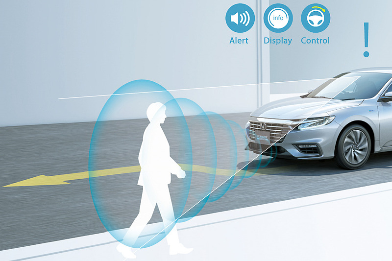 歩行者事故低減ステアリングの作動イメージ