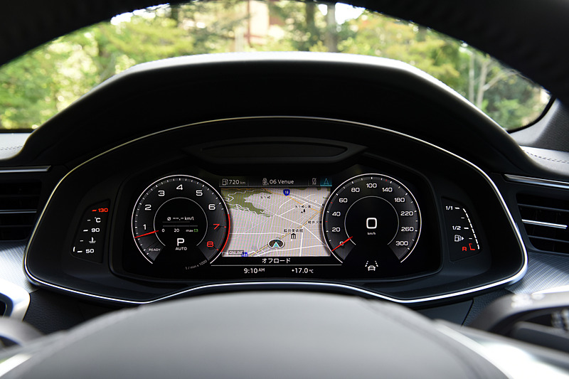 メーターは12.3インチのカラー液晶を用いたAudiバーチャルコックピットを設定