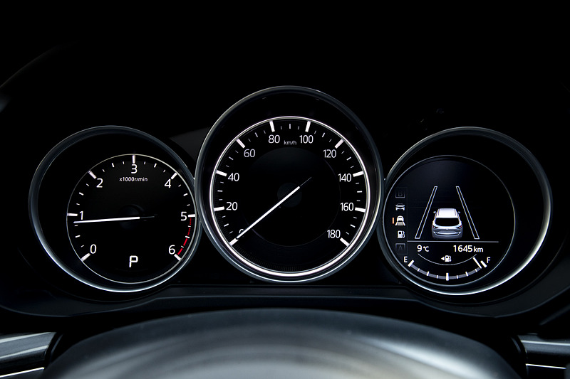 オーソドックスな3眼メーターを採用。右側がインフォメーションディスプレイとなる