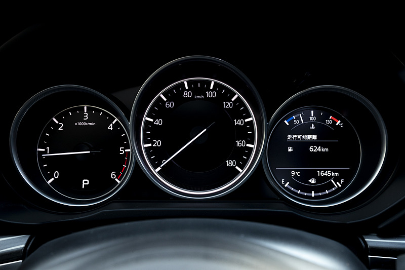 オーソドックスな3眼メーターを採用。右側がインフォメーションディスプレイとなる