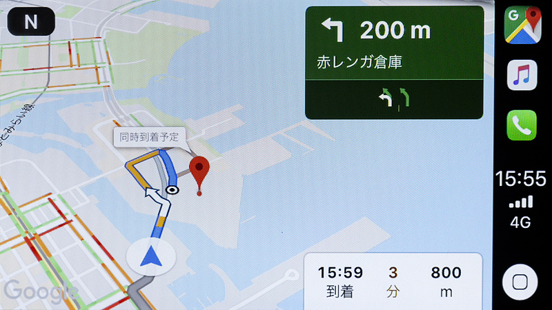 目的地付近での案内。後で紹介する標準マップの案内と見比べてほしい