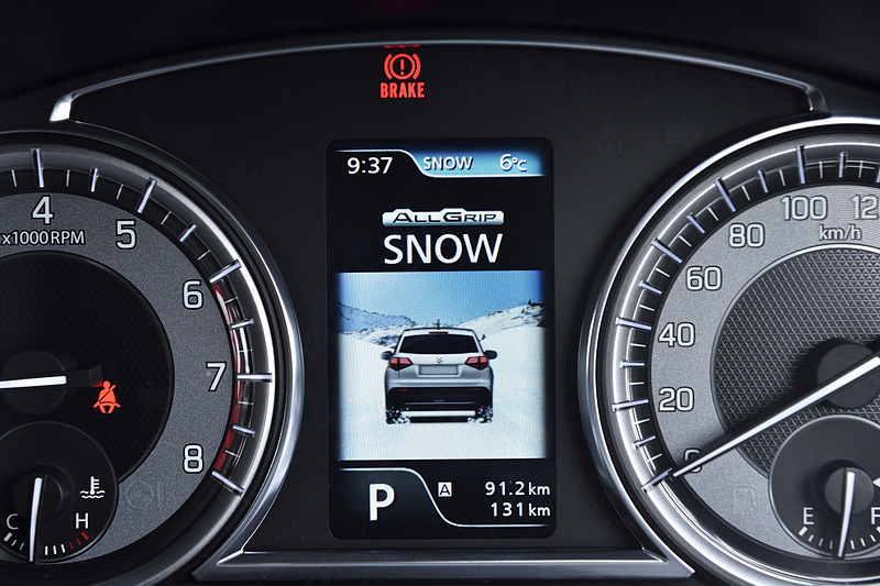 メーターパネル中央のマルチインフォメーションディスプレイはカラー表示となり、ALLGRIPで選択したモードなどが分かりやすくなっている