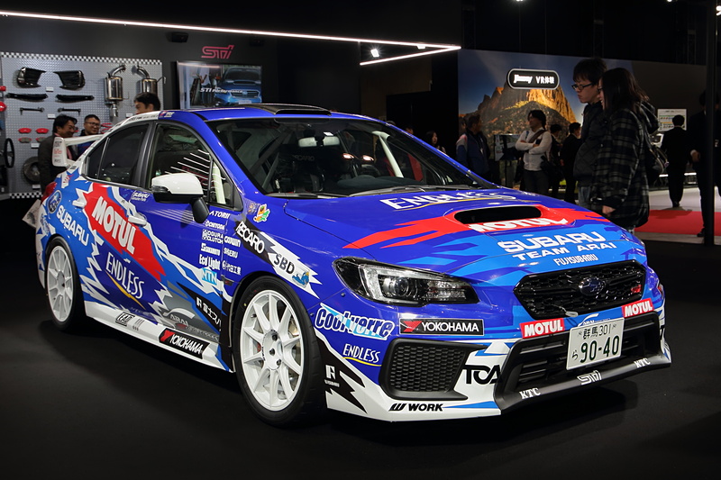 全日本ラリーでシリーズチャンピオンを獲得した新井敏弘/田中直哉組の「WRX STI」