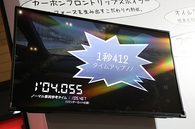 筑波サーキットでのタイムアタックでは、純正に対して1.412秒のタイムアップを実現している