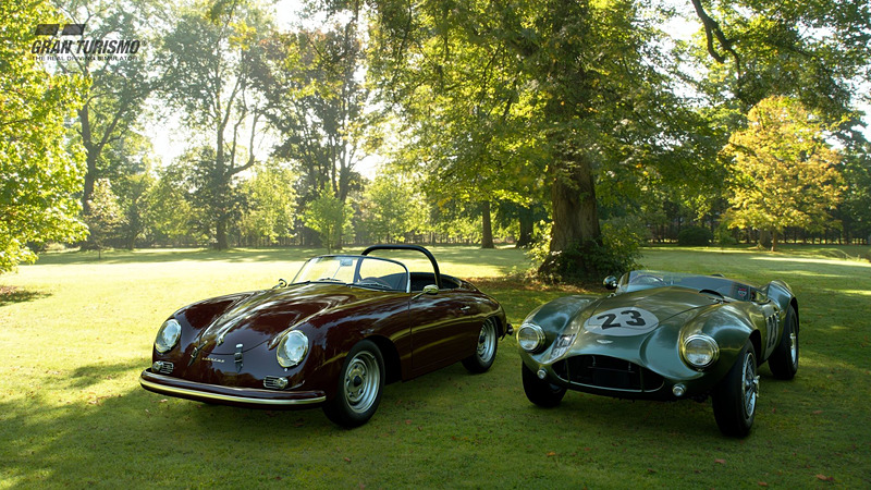 「ポルシェ 356 A/1500 GS GT Carrera Speedster '56」（左）「アストンマーティン DB3S CN.1 '53」（右）